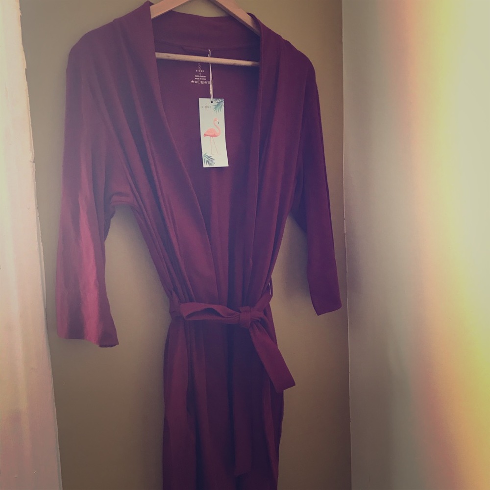 New SIORO Women’s Cotton Bathrobe in Burgundy